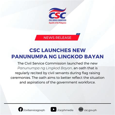 panunumpa ng lingkod bayan csc 2023|CSC launches new Panunumpa ng Lingkod Bayan.